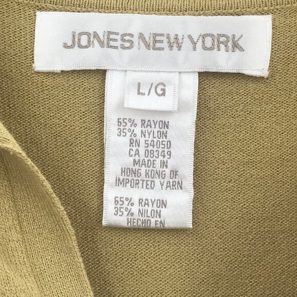 Jones New York 2 Pc Set Long Sleeve Shirt Open Jacket Wool Large Green NEW - Picture 6 of 11